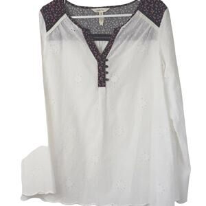 Womens Sz M White Snow Globe Lace Eyelet Fairy Cottagecore Matilda Jane Blouse